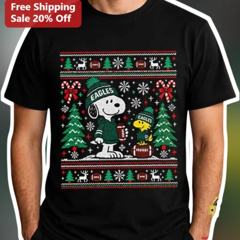 Philadelphia Eagles Snoopy Ugly Christmas Sweater Tee