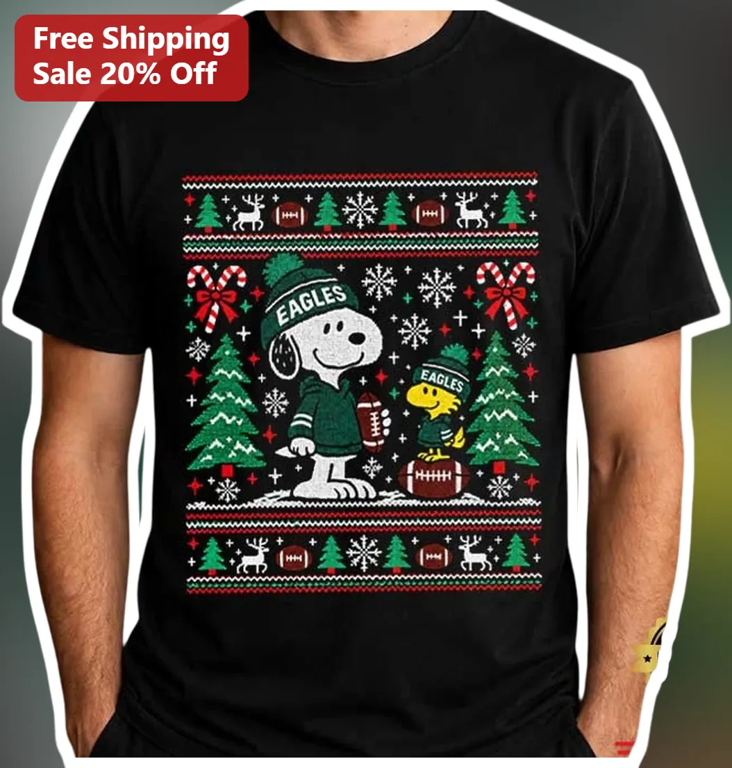 Philadelphia Eagles Snoopy Ugly Christmas Sweater Tee