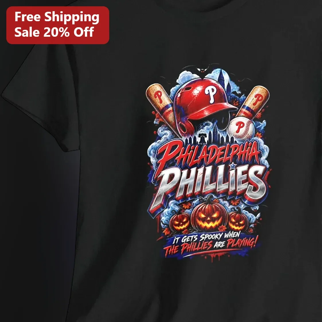Philadelphia Phillies Halloween Tee It Gets Spooky When The Phillies Are Playing Graphic Shirt