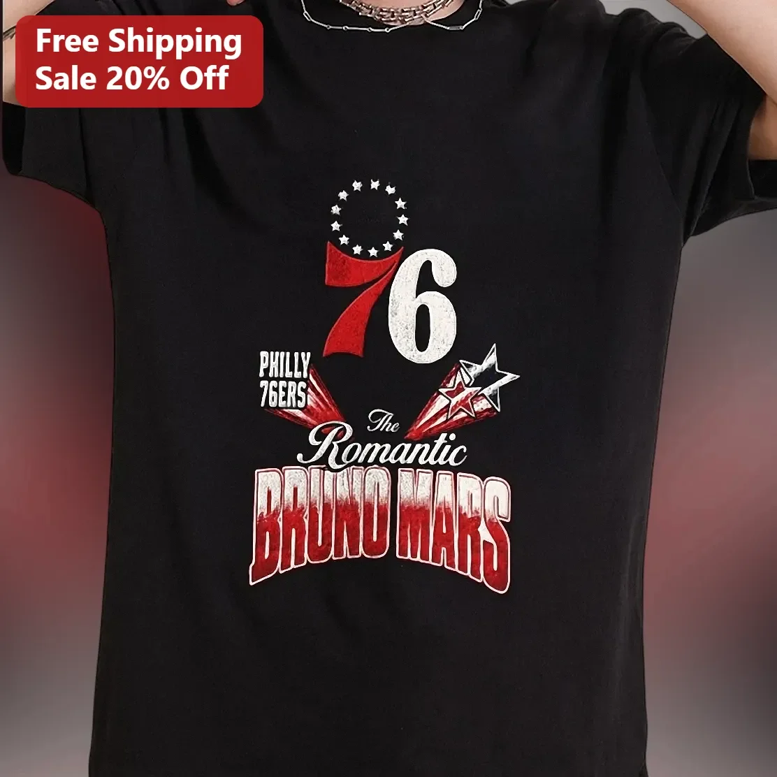Philly 76ers The Romantic Bruno Mars Graphic Tee