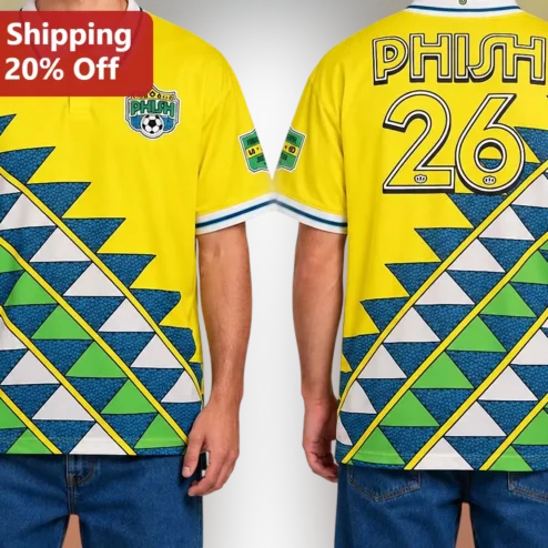 PHISH Polo Shirt Retro Soccer Jersey Geometric Pattern Music Festival Gear