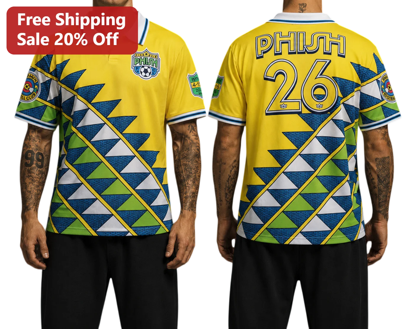 PHISH Polo Shirt Retro Soccer Jersey Style Jam Band Fan Merch