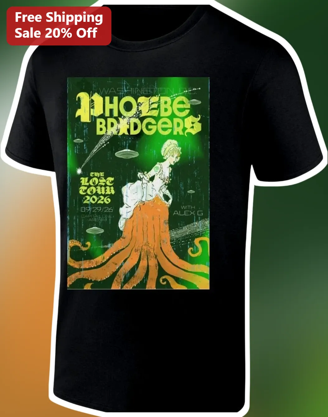 Phoebe Bridgers The Lost Tour 20 Vintage Psychedelic Graphic Tee Indie Rock Merch