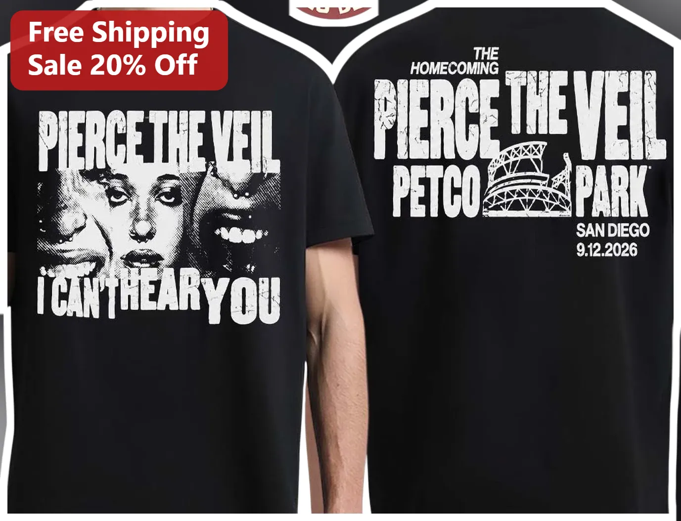 Pierce The Veil I Can't Hear You Tour Graphic Tee