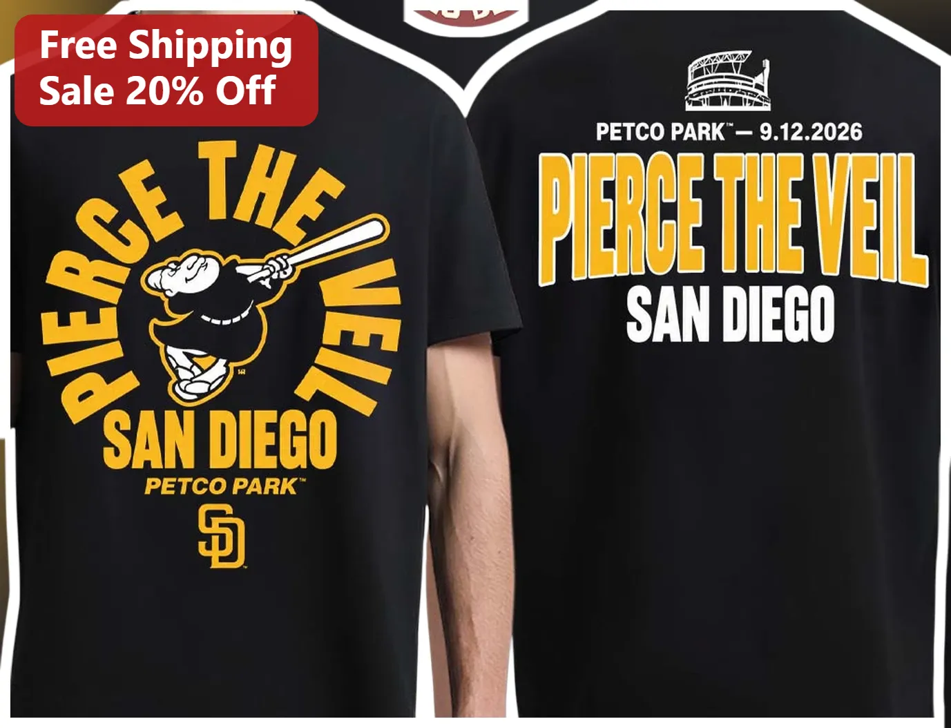 Pierce The Veil San Diego Petco Park Tour Merch Graphic Tee
