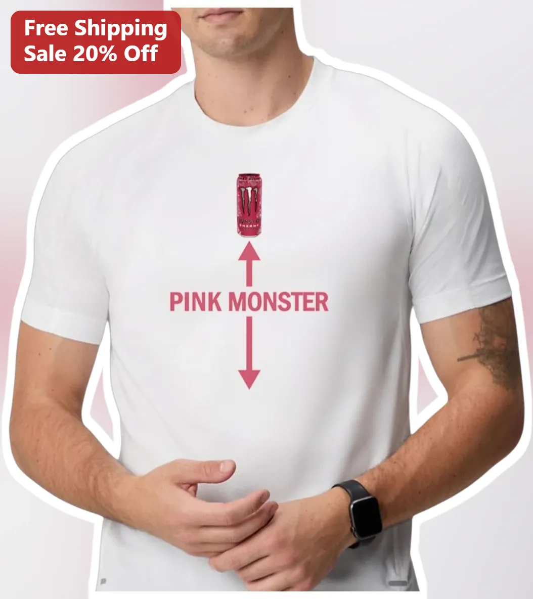 Pink Monster Tee Funny Parody Energy Drink Graphic T-Shirt for Gamers