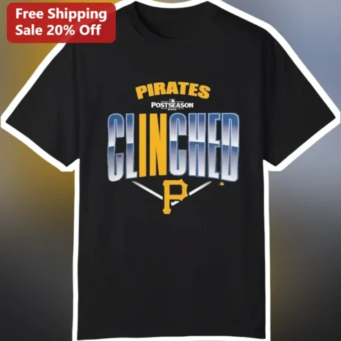 Pirates Postseason Clinched Tee Pirates Playoff Celebration Shirt Black Baseball Fan Apparel Gift