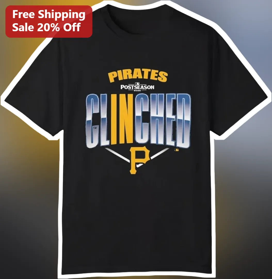 Pirates Postseason Clinched Tee Pirates Playoff Celebration Shirt Black Baseball Fan Apparel Gift
