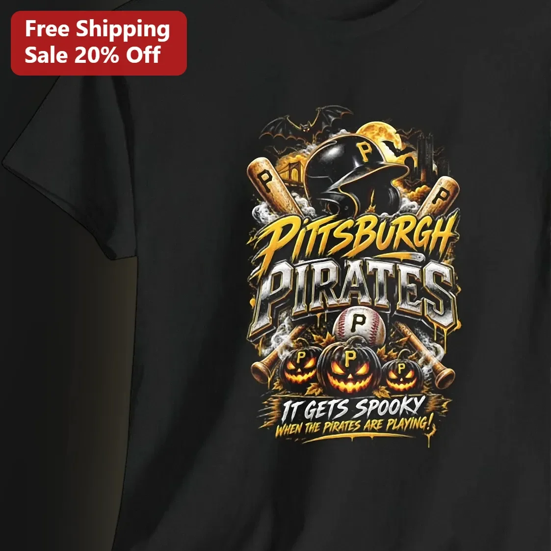 Pirates It Gets Spooky When The Pirates Are Playing Halloween Graphic Tee