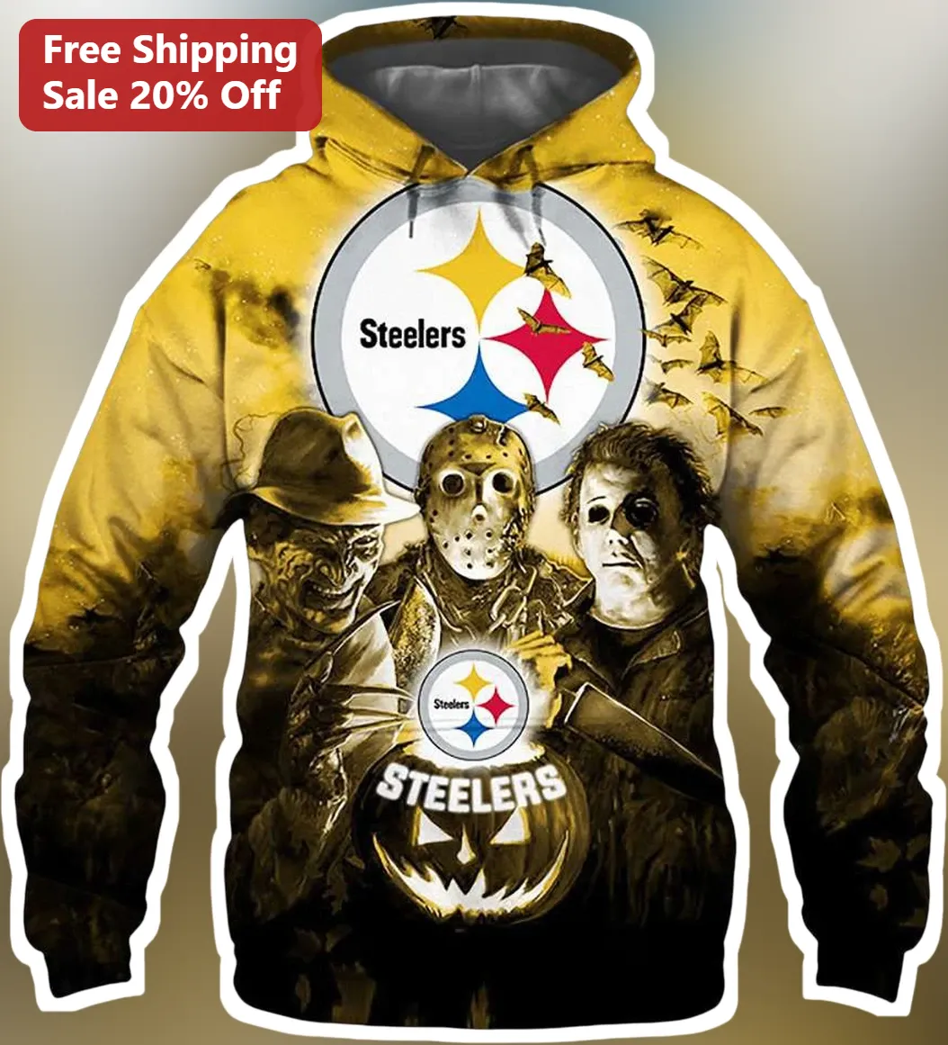 Steelers Horror Movie Slasher Icons Pullover Hoodie