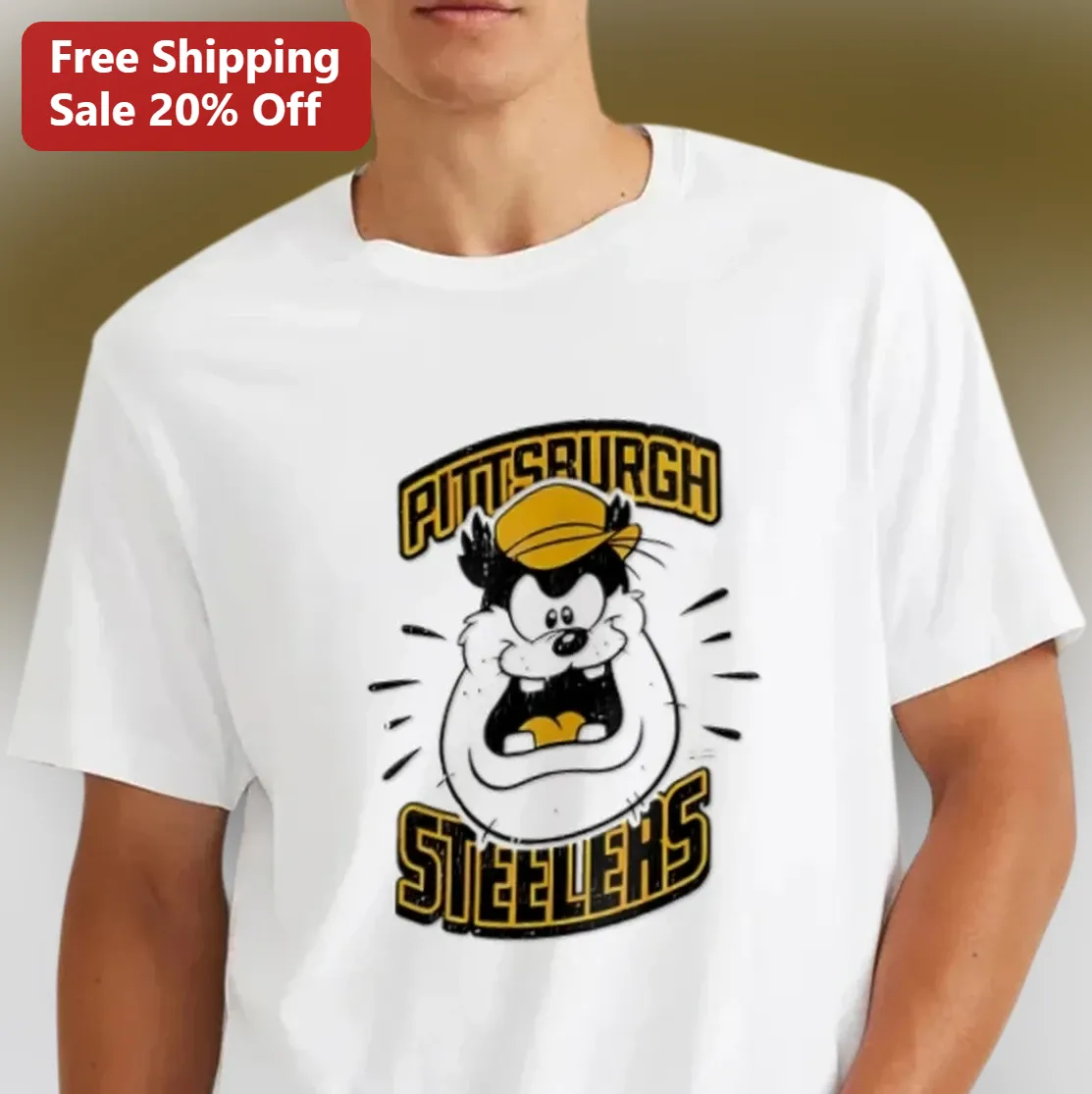 Steelers Tasmanian Devil Tee Vintage Cartoon NFL Football Gift for Fans