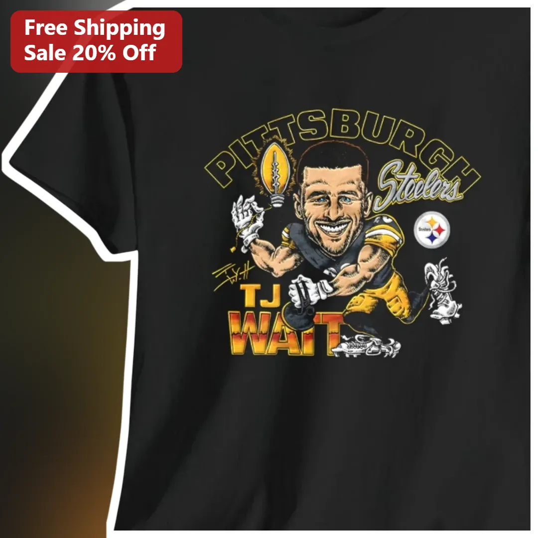 Steelers TJ Watt Signature Caricature Graphic Tee NFL Fan Gear