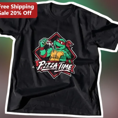 Pizza Time Tee Funny Teenage Mutant Ninja Turtles Graphic Shirt Gift for Men Women