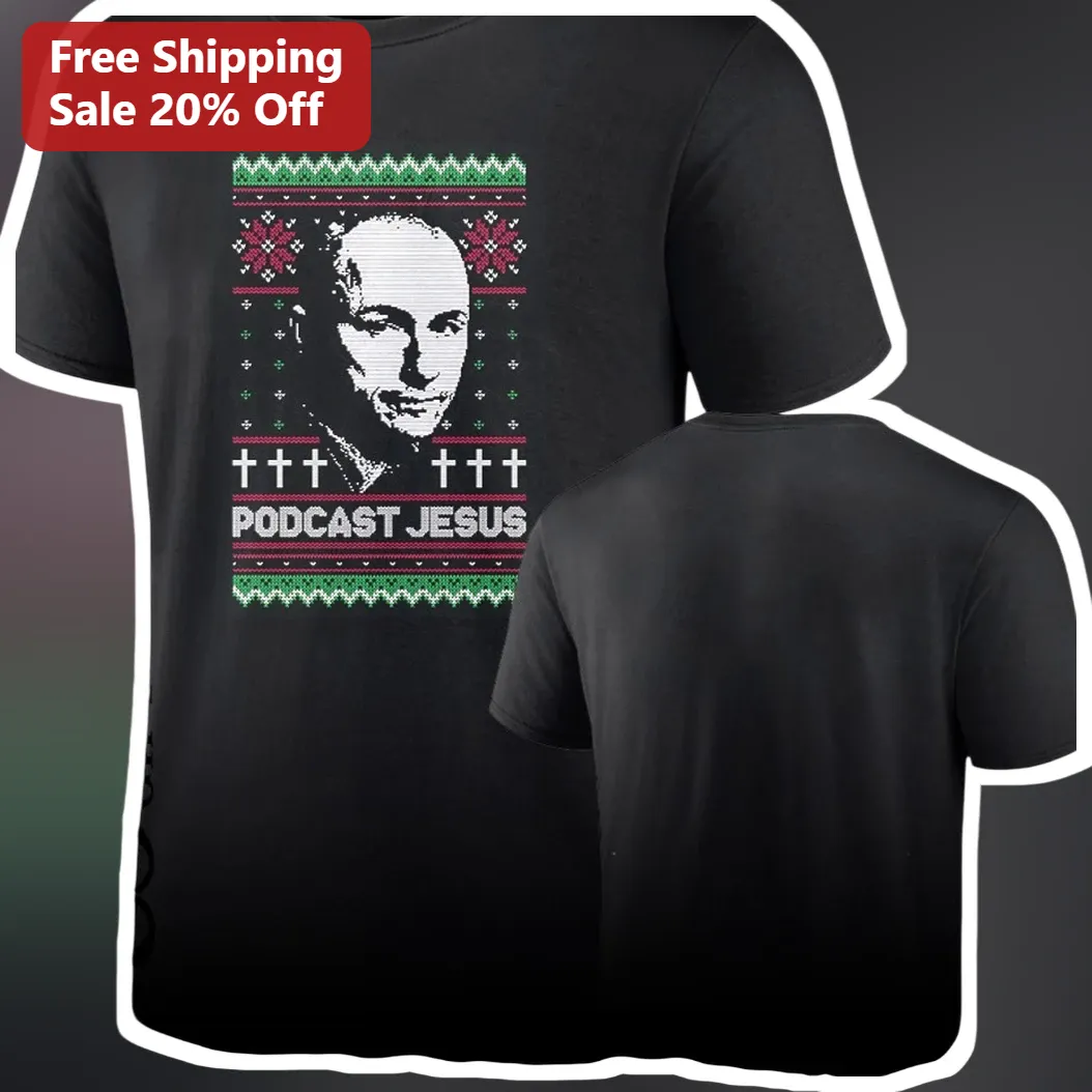 Podcast Jesus Tee Joe Rogan Pixel Art Ugly Christmas Sweater Graphic Shirt