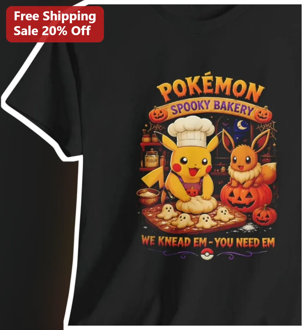 Pokémon Spooky Bakery We Knead Em You Need Em Halloween Tee Pikachu Eevee Gift