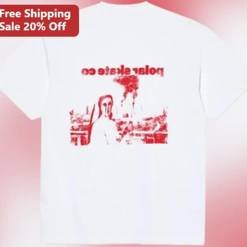 Polar Skate Co Distressed Red Graphic Tee Swedish Streetwear Skateboard Shirt