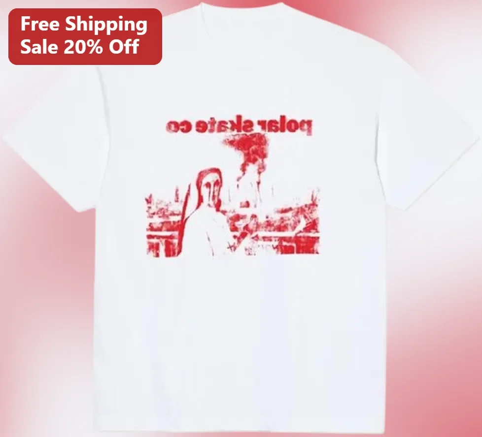 Polar Skate Co Distressed Red Graphic Tee Swedish Streetwear Skateboard Shirt