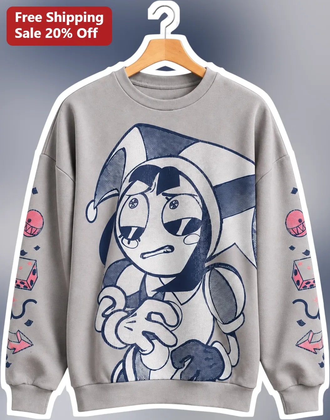 Pomni Sweatshirt The Amazing Digital Circus Jester Character Crewneck
