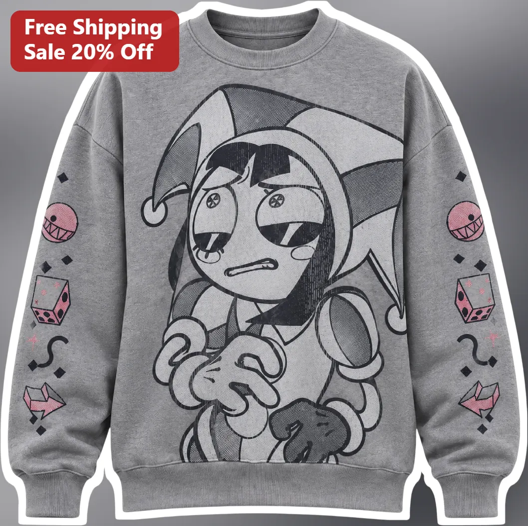 Pomni Sweatshirt The Amazing Digital Circus Jester Glitchcore Graphic Crewneck
