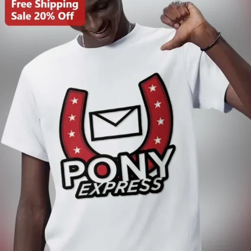 Pony Express Vintage Western Rider Graphic Tee for Men