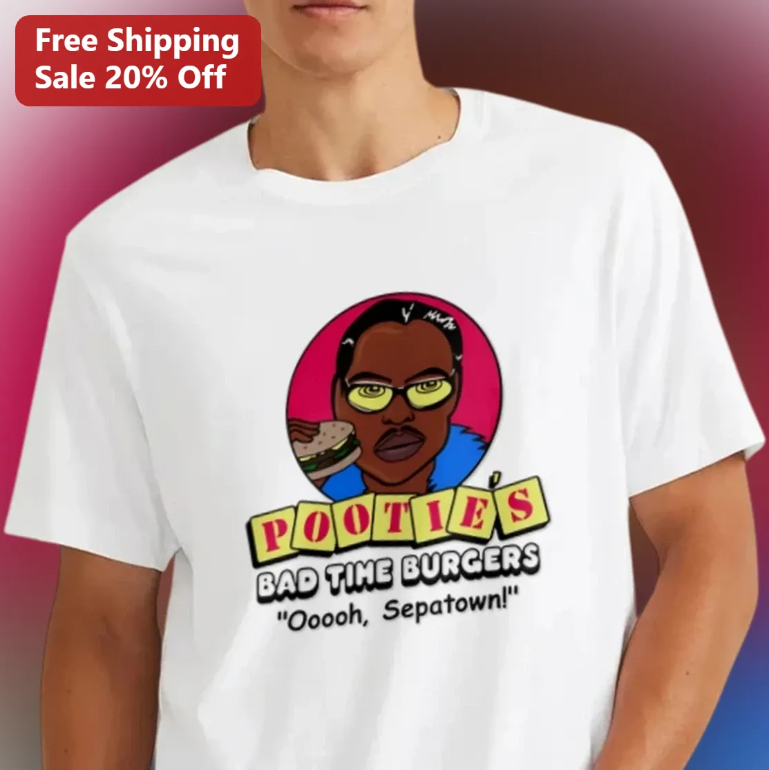Pootie's Bad Time Burgers Ooooh Sepatown Tee, Funny Pootie Tang Retro Comedy Movie Shirt Gift for Cult Classic Fans