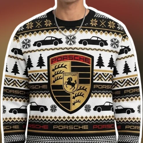 Porsche Ugly Christmas Sweater Vintage Crewneck Sweatshirt Gift for Men Women
