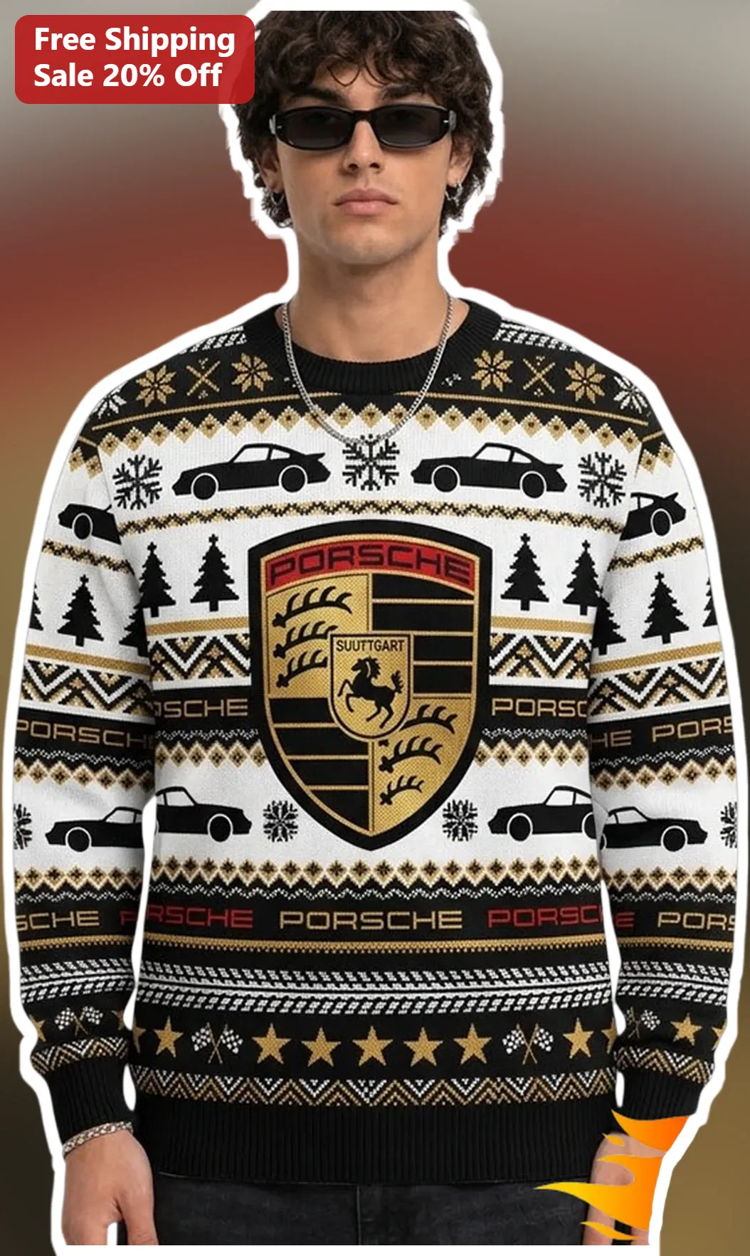 Porsche Ugly Christmas Sweater Vintage Crewneck Sweatshirt Gift for Men Women