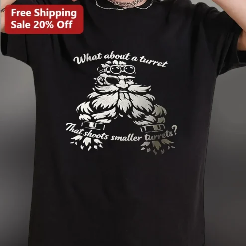 Portal Turret Dwarf Gaming Humor Graphic Tee