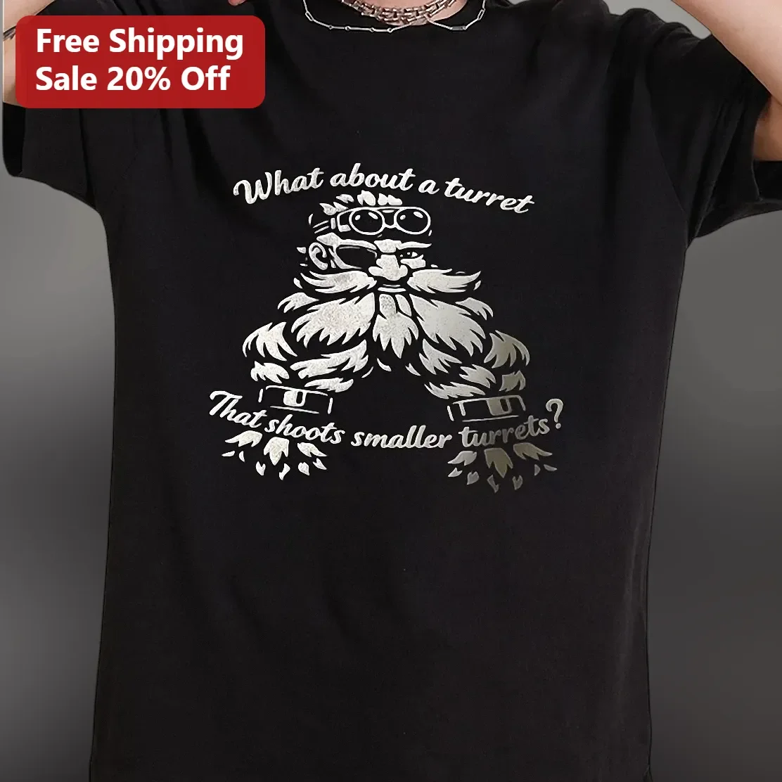 Portal Turret Dwarf Gaming Humor Graphic Tee
