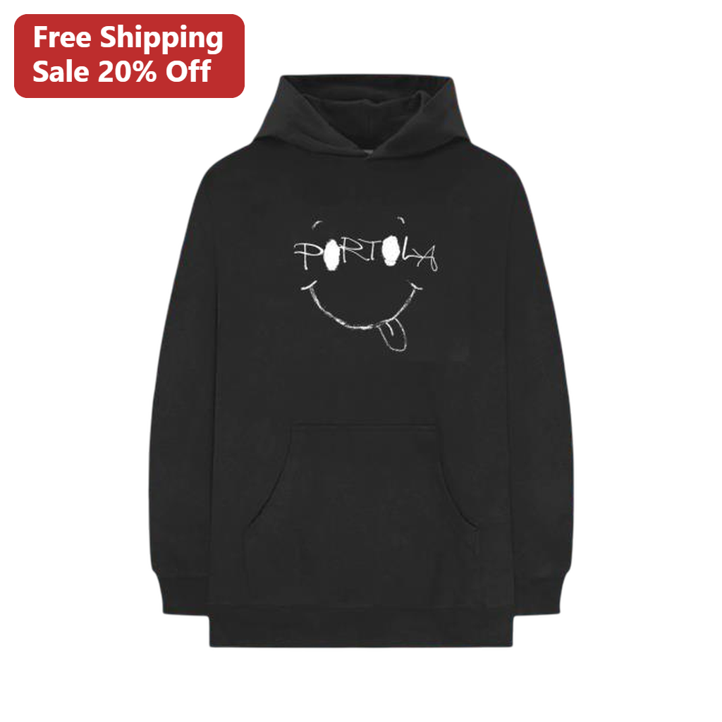 Portola Smiley Face Graphic Hoodie Music Festival Streetwear Pullover Sweatshirt