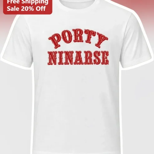 Porty Ninarse Tee Retro Collegiate Style Graphic T-Shirt for Men Women