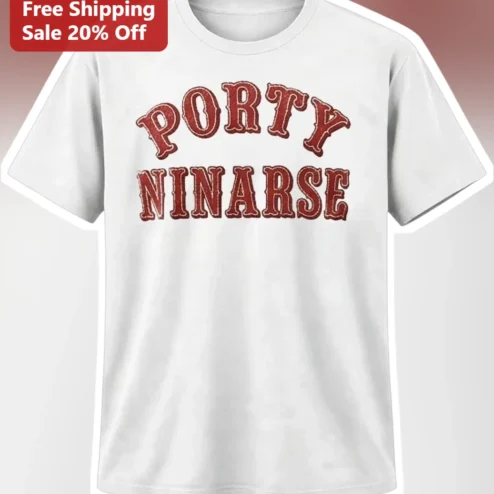 Porty Ninarse Vintage Collegiate Distressed Graphic Tee for Men Women Unisex