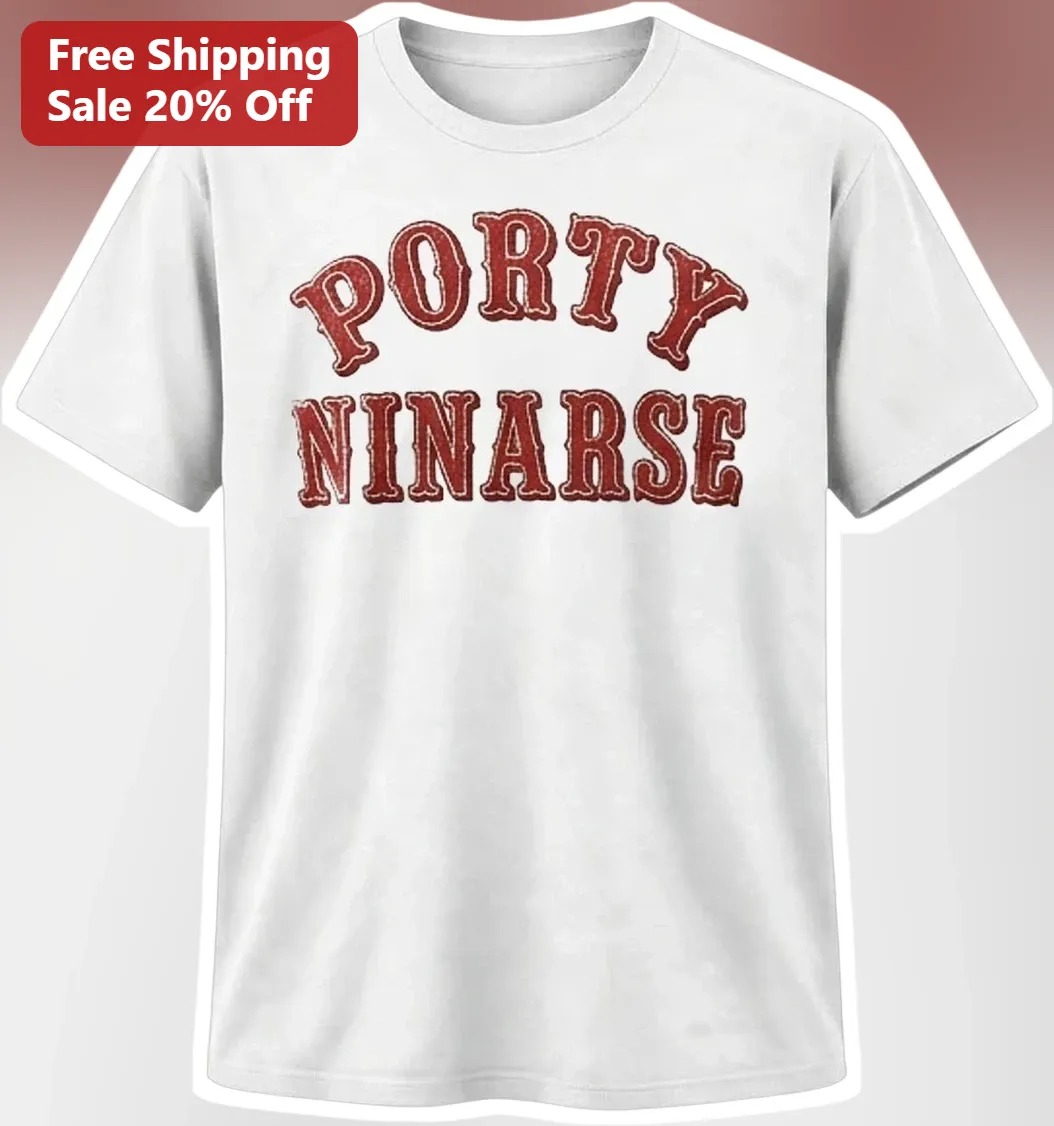 Porty Ninarse Vintage Collegiate Distressed Graphic Tee for Men Women Unisex