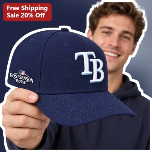 Postseason 2026 Cap MLB Baseball Fan Headwear Navy Blue TB Logo Hat