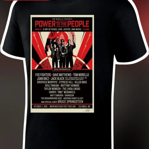 Power To The People Festival Tee Tom Morello Peace Love Justice Music Vintage Concert Graphic Shirt