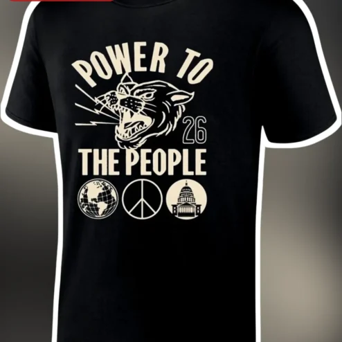 Power to the People Vintage Panther Graphic Tee Political Protest Shirt for Men Women