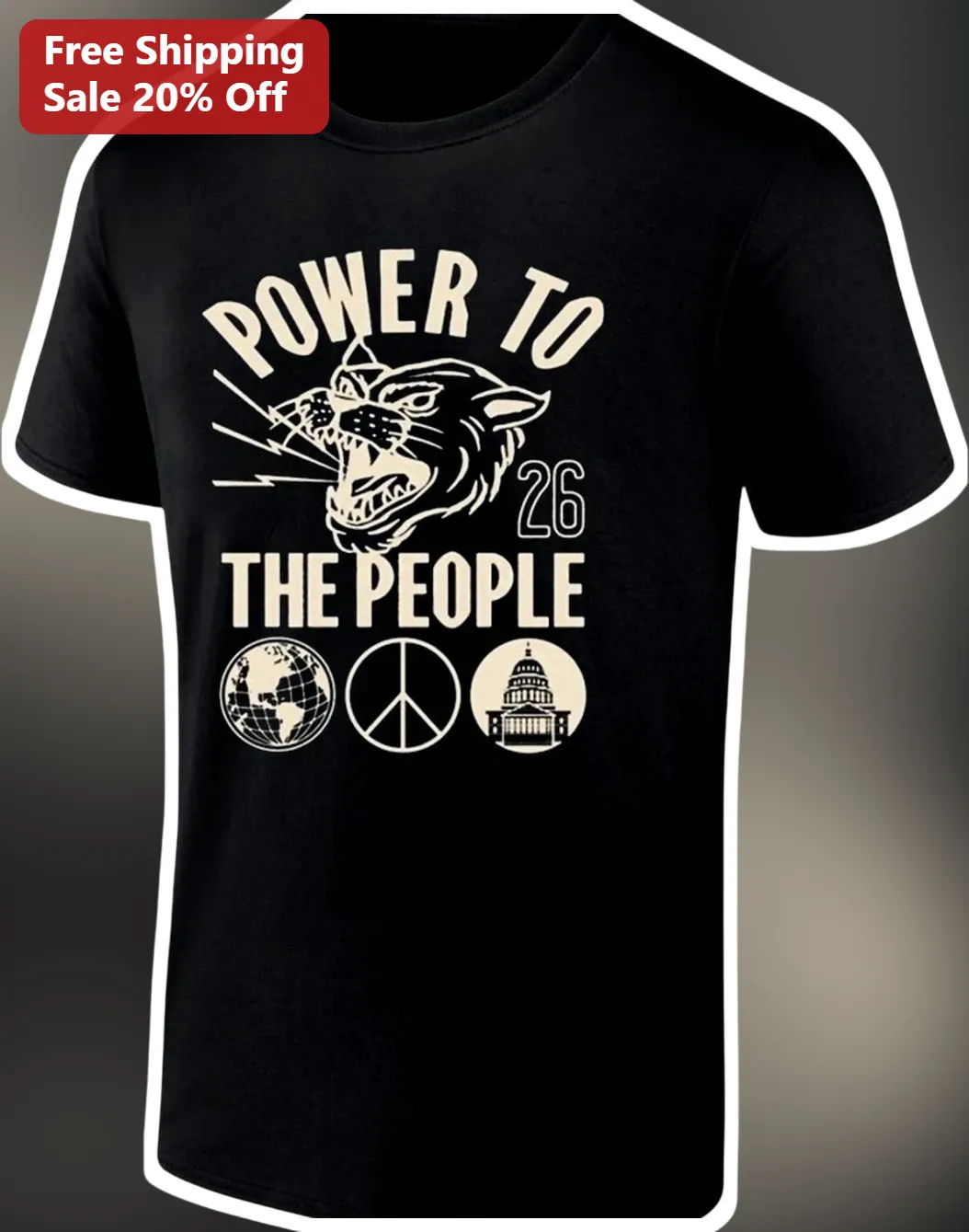 Power to the People Vintage Panther Graphic Tee Political Protest Shirt for Men Women