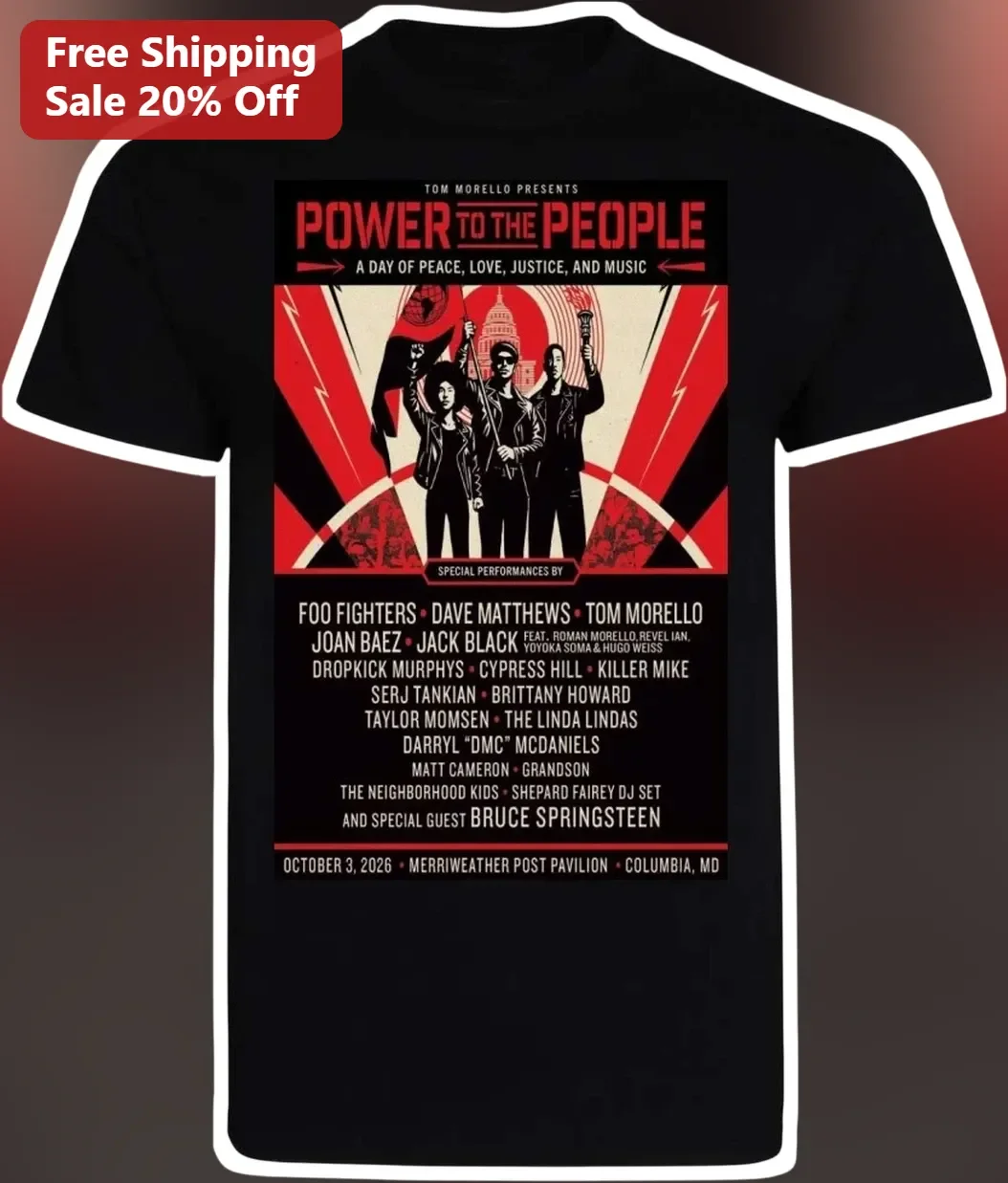 Power to the People Vintage Protest Music Festival Graphic Tee