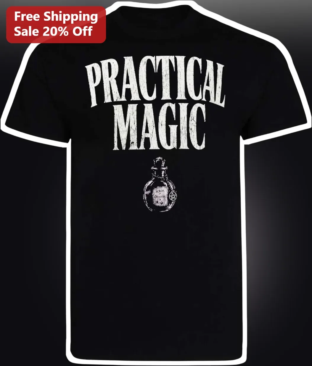 Practical Magic Witchy Tee Halloween Potion Bottle Graphic Shirt for Women Men