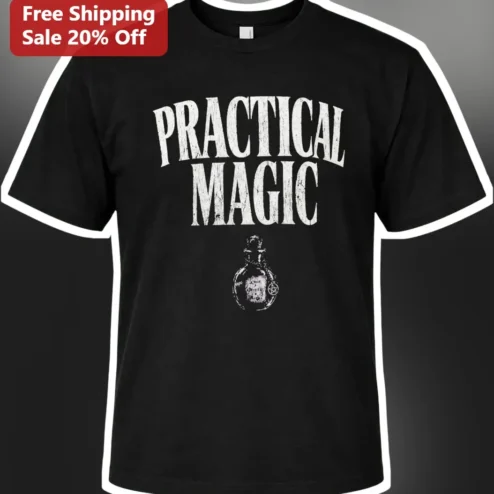 Practical Magic Witchy Tee Vintage Potion Bottle Graphic T-Shirt for Women Men Halloween Gift