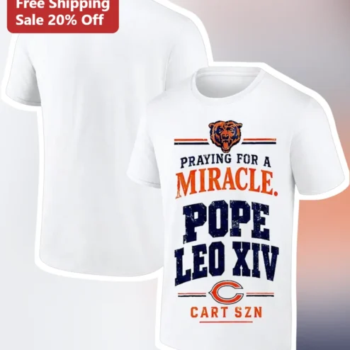 Praying for a Miracle Pope Leo XIV Cart Szn Chicago Bears Graphic Tee