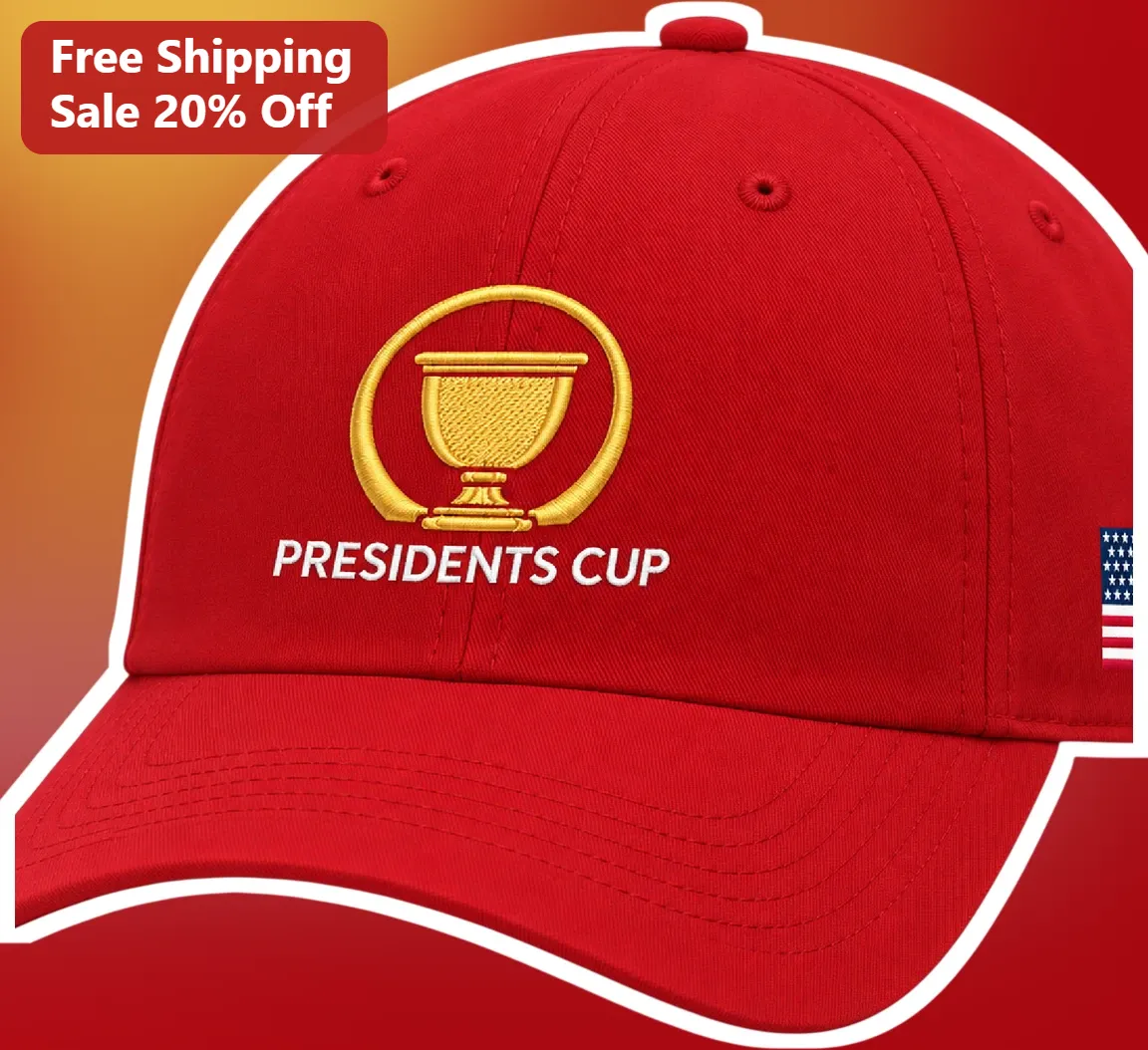 Presidents Cup Golf Hat Team USA Red Baseball Cap Embroidered Sports Fan Merchandise