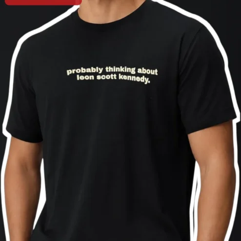 Probably Thinking About Leon Scott Kennedy Meme Tee Resident Evil Gamer Gift