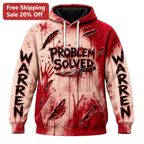Problem Solved Hoodie Bloody Horror Slasher Movie Sweatshirt Halloween Gift