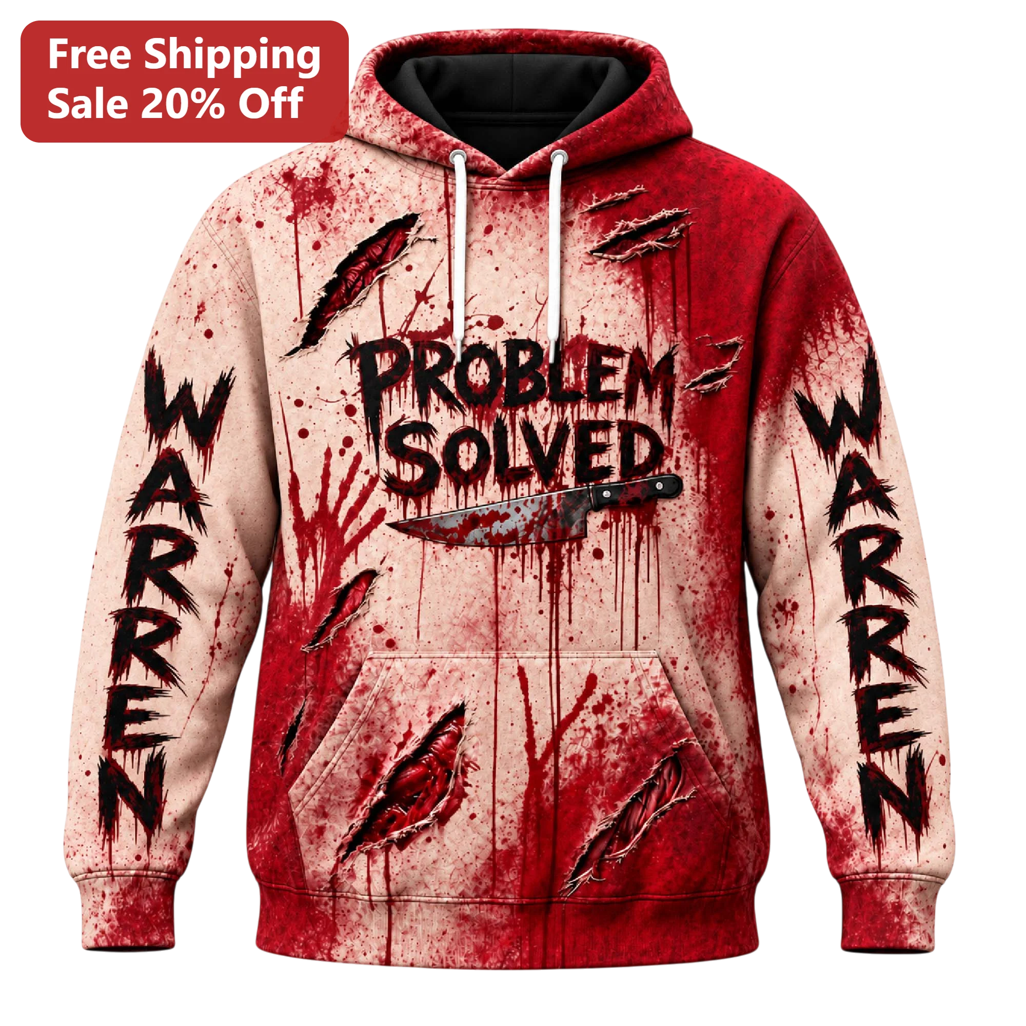Problem Solved Hoodie Bloody Horror Slasher Movie Sweatshirt Halloween Gift