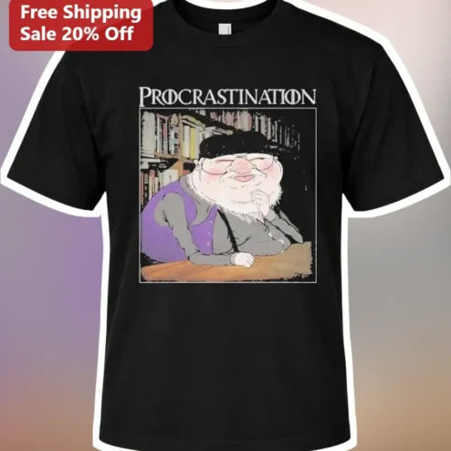 Procrastination Side Quest Funny Librarian Graphic Tee for Men Women