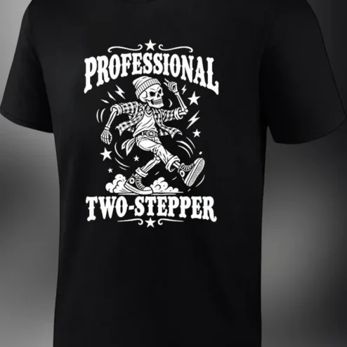 Professional Two-Stepper Country Western Dance Skeleton Graphic Tee