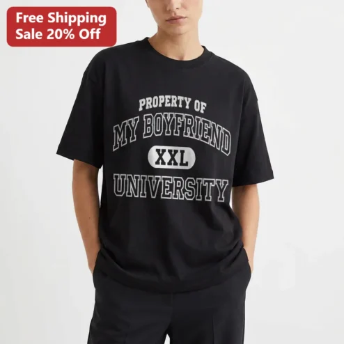 Property of My Boyfriend University Tee, Trendy Collegiate Graphic Shirt, Cute Couples Gift for Girlfriend, Anniversary Gift