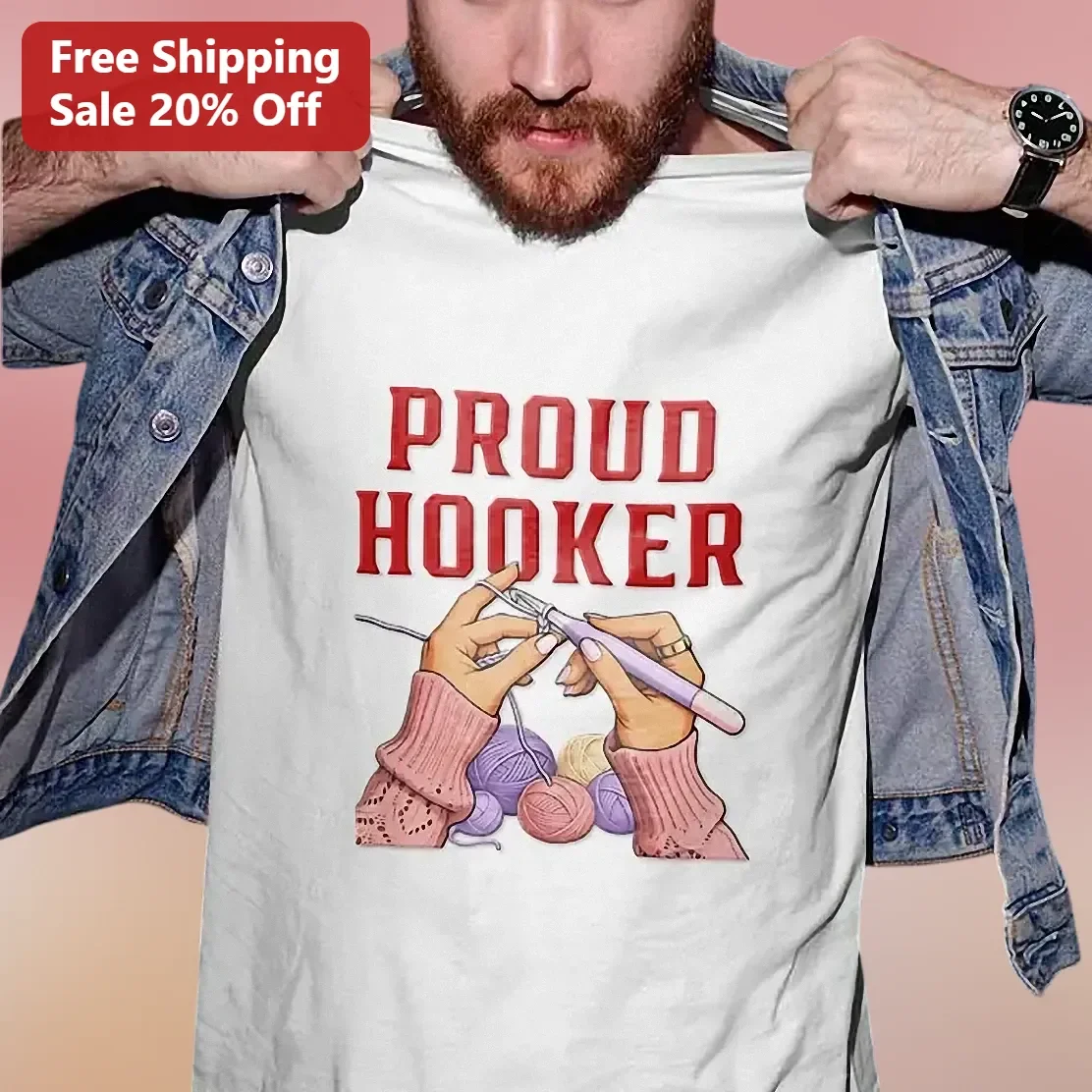 Proud Hooker Funny Crochet Graphic Tee for Crafters Knitting Enthusiast Gift