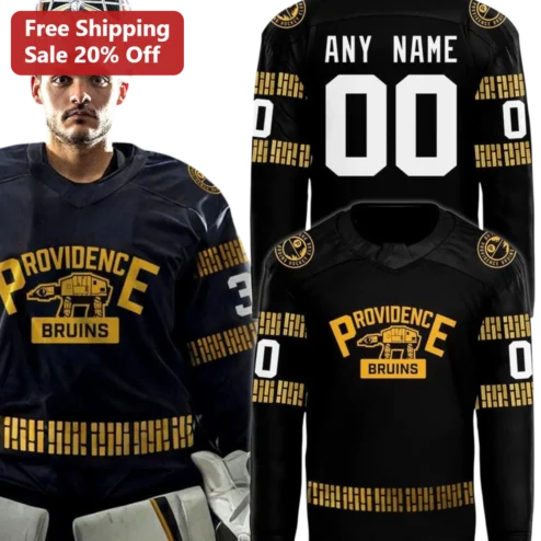 Providence Bruins Star Wars Jersey Black Hockey Fan Apparel Custom Name Gift